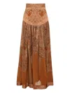 Zimmermann Memento Burnout Paisley Slit Maxi Skirt In Brown