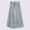 Zimmermann Light Blue Cotton Skirt In Black