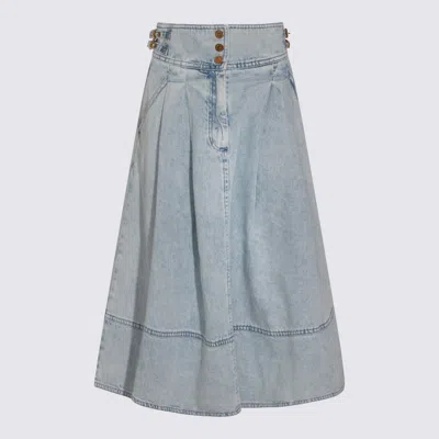 Zimmermann Light Blue Cotton Skirt In Multi