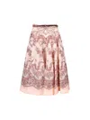 Zimmermann Printed Linen Blend Crush Skirt In Pink