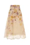 Zimmermann Womens Pansy Floral Memento Embroidered Linen And Silk Midi Skirt Xs In Yellow