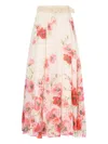 Zimmermann Lightburst Floral Cotton And Silk Maxi Skirt In White