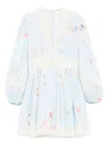 Zimmermann Lucky Lace Floral Linen Minidress In Blue