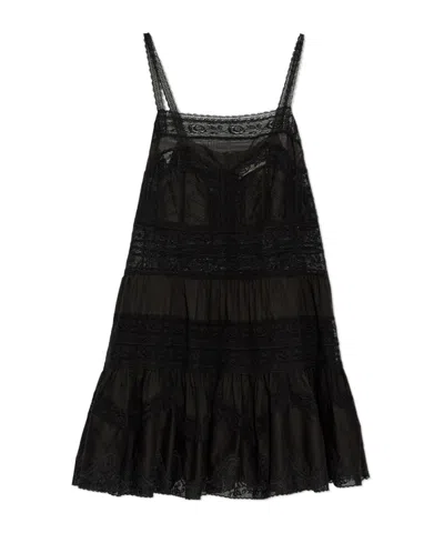 Zimmermann Halliday Cotton Lace Trim Mini Dress In Black