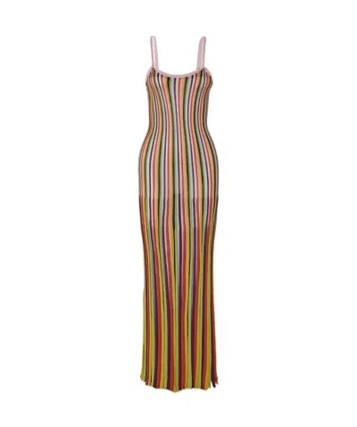 Zimmermann Alight Striped Metallic Ribbed-knit Maxi Dress In Unknown