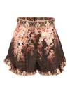 Zimmermann Womens Black Floral Illuminate Flutter Floral-print Silk And Cotton-blend Shorts Xs