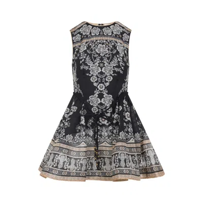 Zimmermann Sleeveless Mini Dress With Floral Patterns In Multicolour