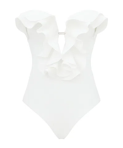 Zimmermann Sleeveless One-piece Swimsuit In Ivory