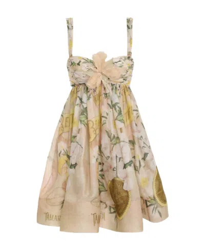Zimmermann Coaster Ruched Minidress In Nude