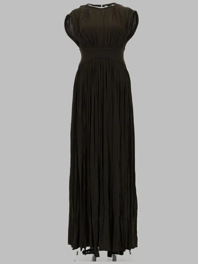 Zimmermann Sleeveless Pleated Maxi Dress With Front Slit In Green
