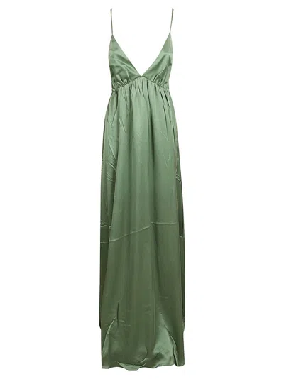 Zimmermann Sleeveless Satin Slip Maxi Dress In Green