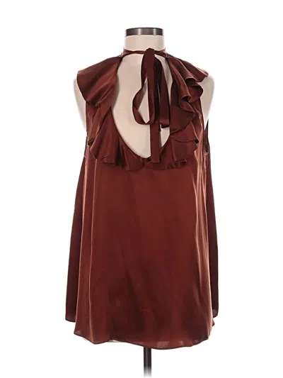 Pre-owned Zimmermann Sleeveless Silk Top Orange Halter Neckline Tops