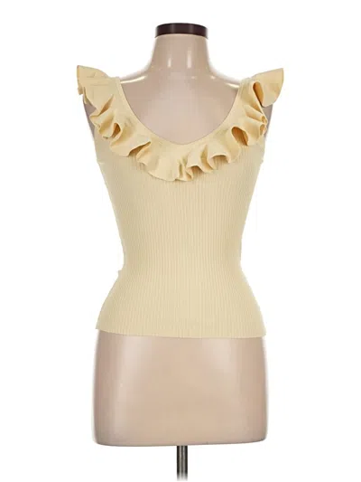 Zimmermann Sleeveless Top Yellow Ruffles Neckline Tops