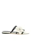 Zimmermann Orchid Floral Flat Strappy Open Toe Sandals In White