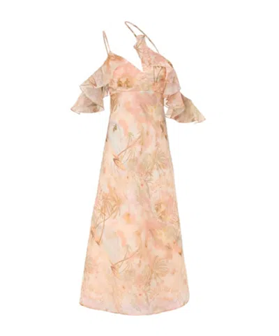 Zimmermann Illuminate Flutter Printed Dress In Neutral