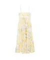 Zimmermann Yellow Linen Acacia Midi Dress In Nude