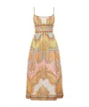 Zimmermann Maxine Picnic Paisley Linen Bustier Dress In Nude