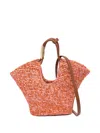 Zimmermann Goldentime Crochet Raffia Tote In Orange