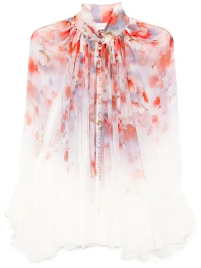 Zimmermann Crush Smock Blouse In Multi