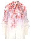 Zimmermann Crush Pleated Floral-print Crepon Blouse