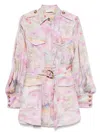 Zimmermann Soft Flowy Mini Dress With Puffed Sleeves