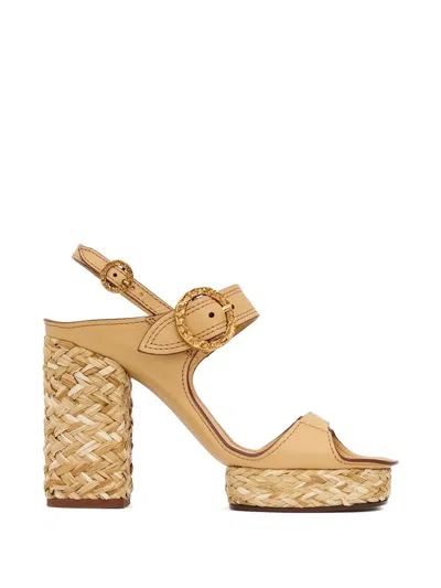 Zimmermann Solena Buckle-fastening Woven-heel Sandals In Neutral