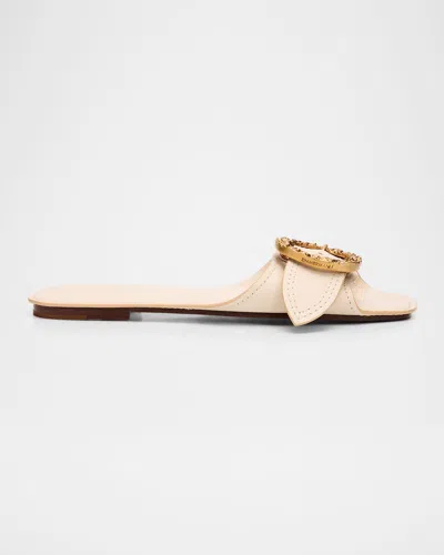 Zimmermann Solena Leather Flat Slide Sandals In Multi