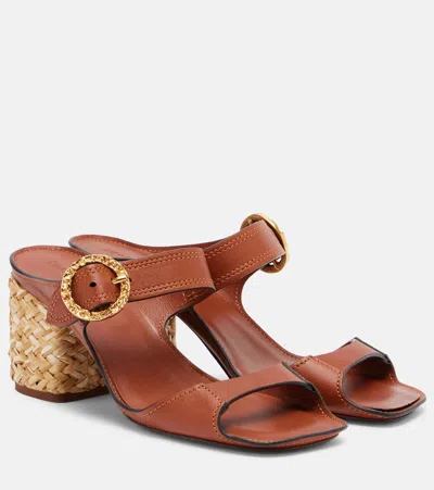 Zimmermann Solena Buckle-fastening Woven-heel Sandals In Brown