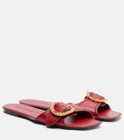 Zimmermann Solena皮革凉拖鞋 In Red