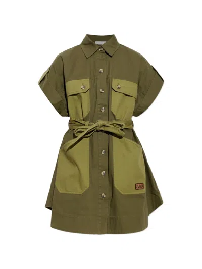 Zimmermann Solstice Belted Mini Dress In Green