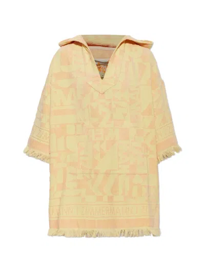 Zimmermann Solstice Logo-jacquard Beach Mini Dress In Orange