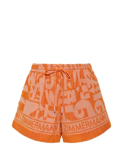 Zimmermann Solstice Logo-jacquard Shorts In Orange