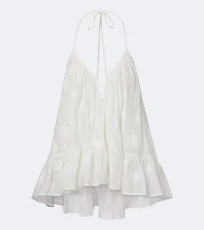 Zimmermann Solstice Embellished Polka-dot Cotton Tank In White