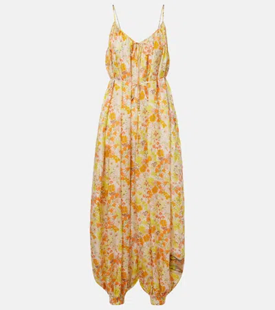 Zimmermann Solstice Silk Floral Jumpsuit In Yellow