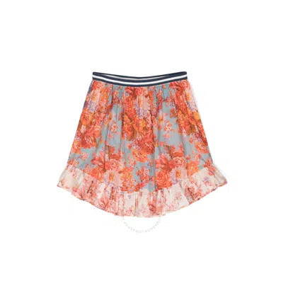 Zimmermann Spliced Floral-print Ruffle-detail Skirt