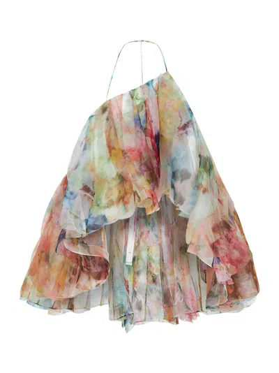 Zimmermann Spliced Floral-print Georgette Luna Fanned Camisole Top In Multi