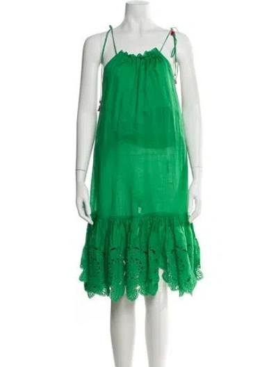 Pre-owned Zimmermann Square Neckline Knee-length Dress In Green