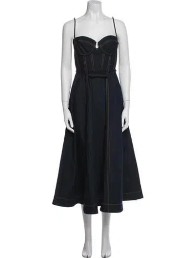 Pre-owned Zimmermann Square Neckline Long Dress In Blue