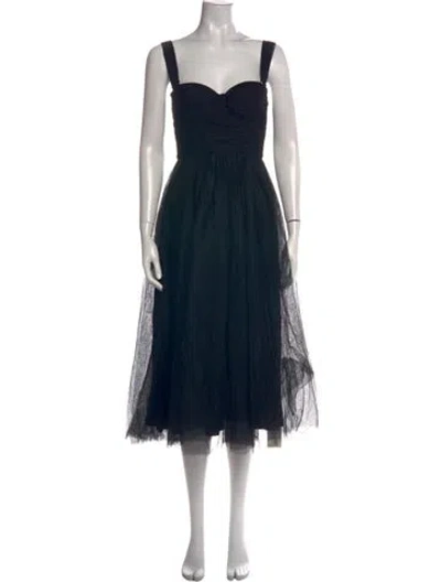 Pre-owned Zimmermann Square Neckline Midi Length Dress In Black