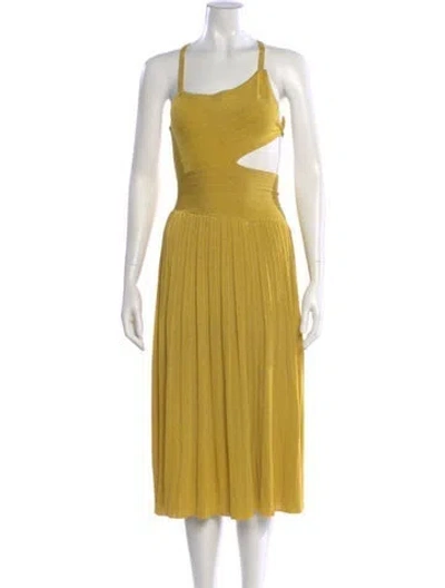 Pre-owned Zimmermann Square Neckline Midi Length Dress In Metallic/yellow