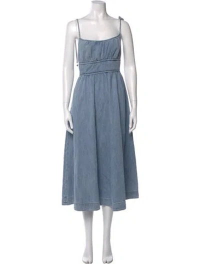 Pre-owned Zimmermann Square Neckline Midi Length Dress W/ Tags In Blue