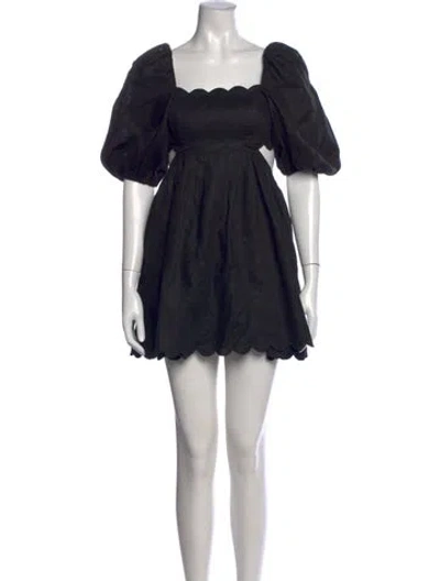 Pre-owned Zimmermann Square Neckline Mini Dress In Black