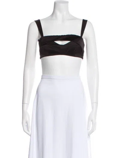 Pre-owned Zimmermann Square Neckline Sleeveless Crop Top In Black