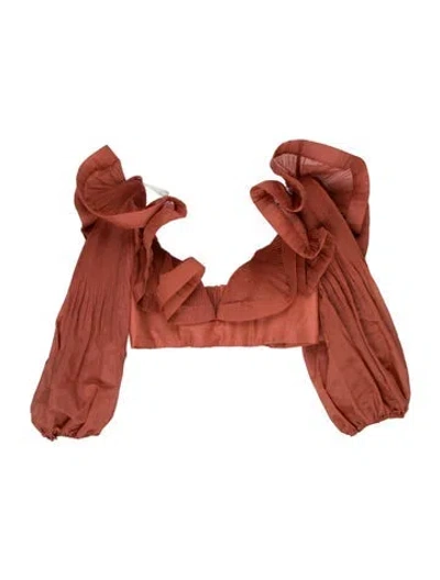 Pre-owned Zimmermann Square Neckline Sleeveless Crop Top In Orange