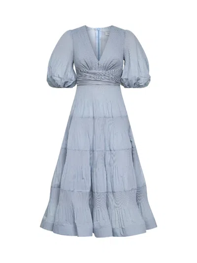 Zimmermann Steel Blue Pleated Midi Dress