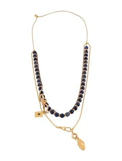 Pre-owned Zimmermann Stone & Crystal 'tangled Collage' Multistrand Chain Necklace, 25.5" In Blue
