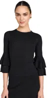 Zimmermann Story 1 Tiered Ruffle Top Black In Black