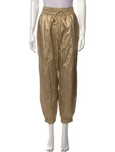 Pre-owned Zimmermann Straight Leg Pants In Gold/metallic