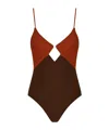 Zimmermann Aster Diamond Wired Swimsuit In Brown
