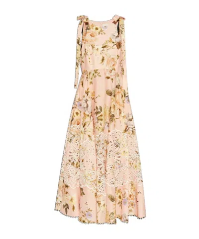 Zimmermann Acacia Broderie Midi Dress In Multicolor